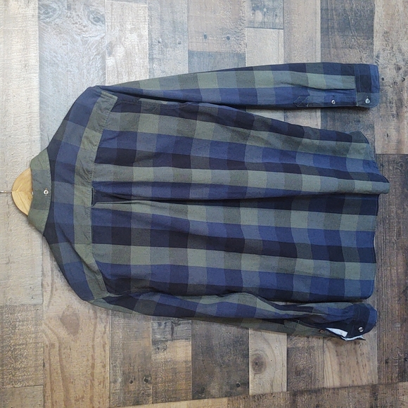 Timberland Plaid 100% Organic Cotton Blue , Green,Black Long Sleeve Button up M - Picture 11 of 15